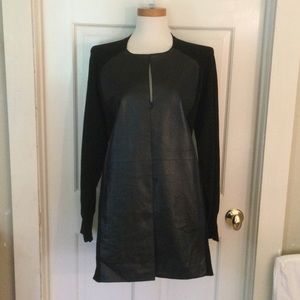 Worth Leather/Wool Knit Sweater Jacket